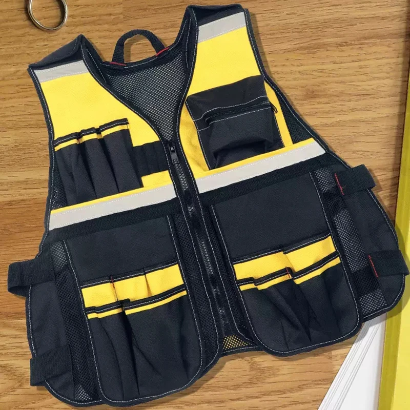 Electrician Tools Vest with Multifunctional Tool Pockets Photographer Vests for Men Reflective Visible Vest Maintenance