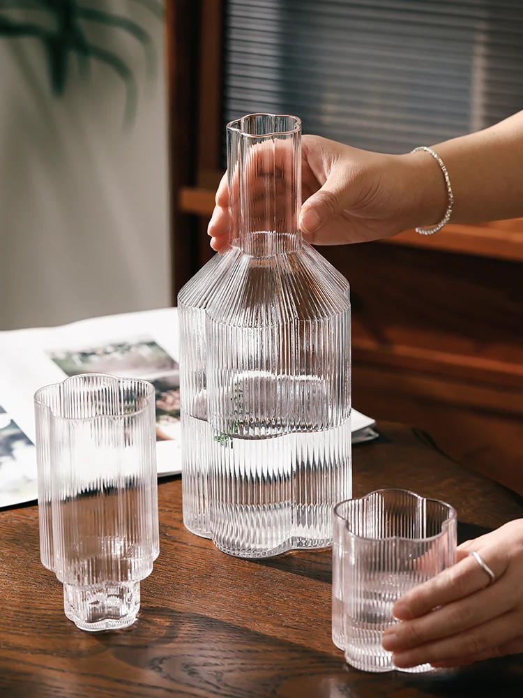 Vertical Glass Water Cup Cold Water Bottle Home Set Simple Modern Cold Water Kettle Coffee Milk Juice Cold Drinking Cup