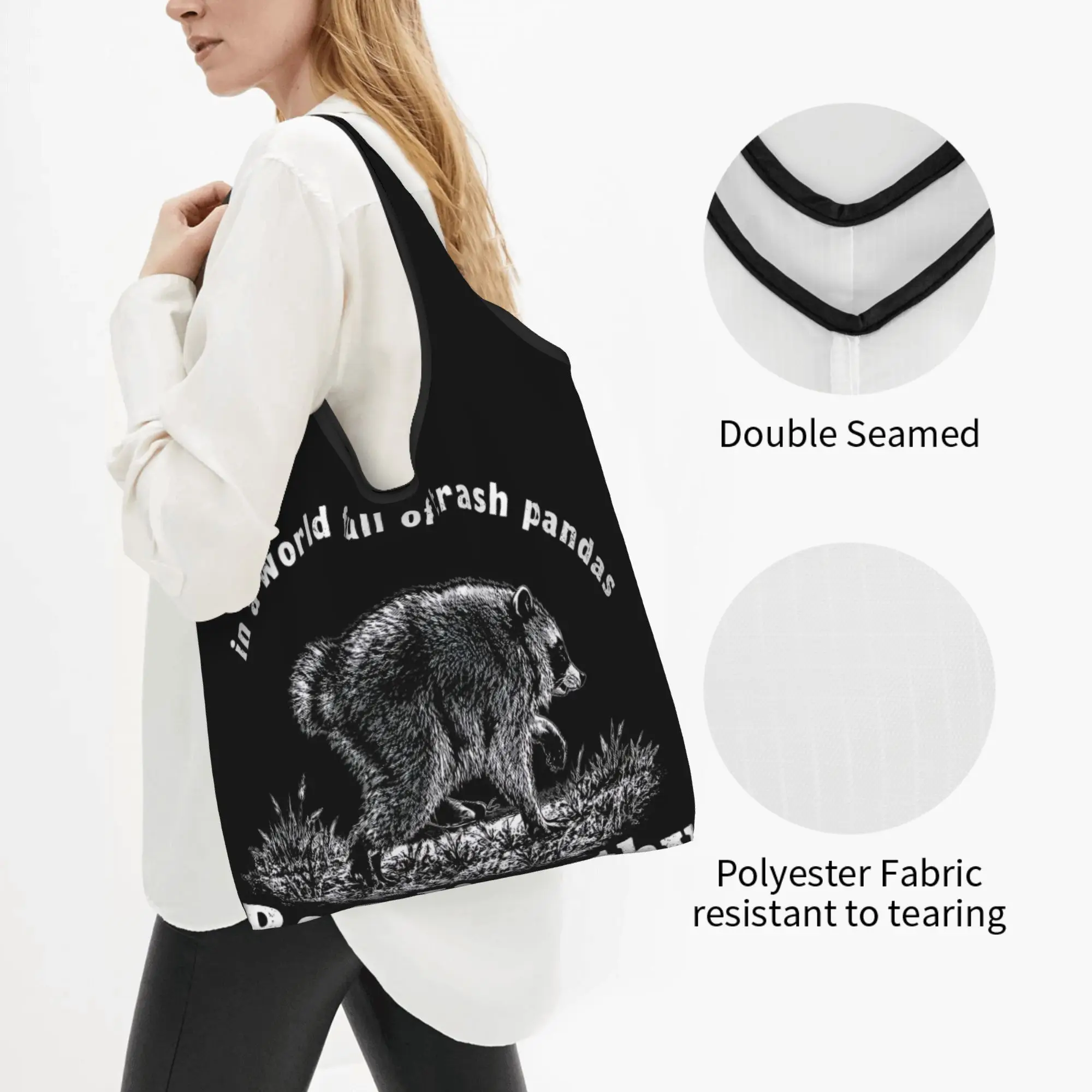 Custom Jimothy Raccoon Shopping Bags Women Portable Big Capacity Groceries Hot Comic Shopper Tote Bags