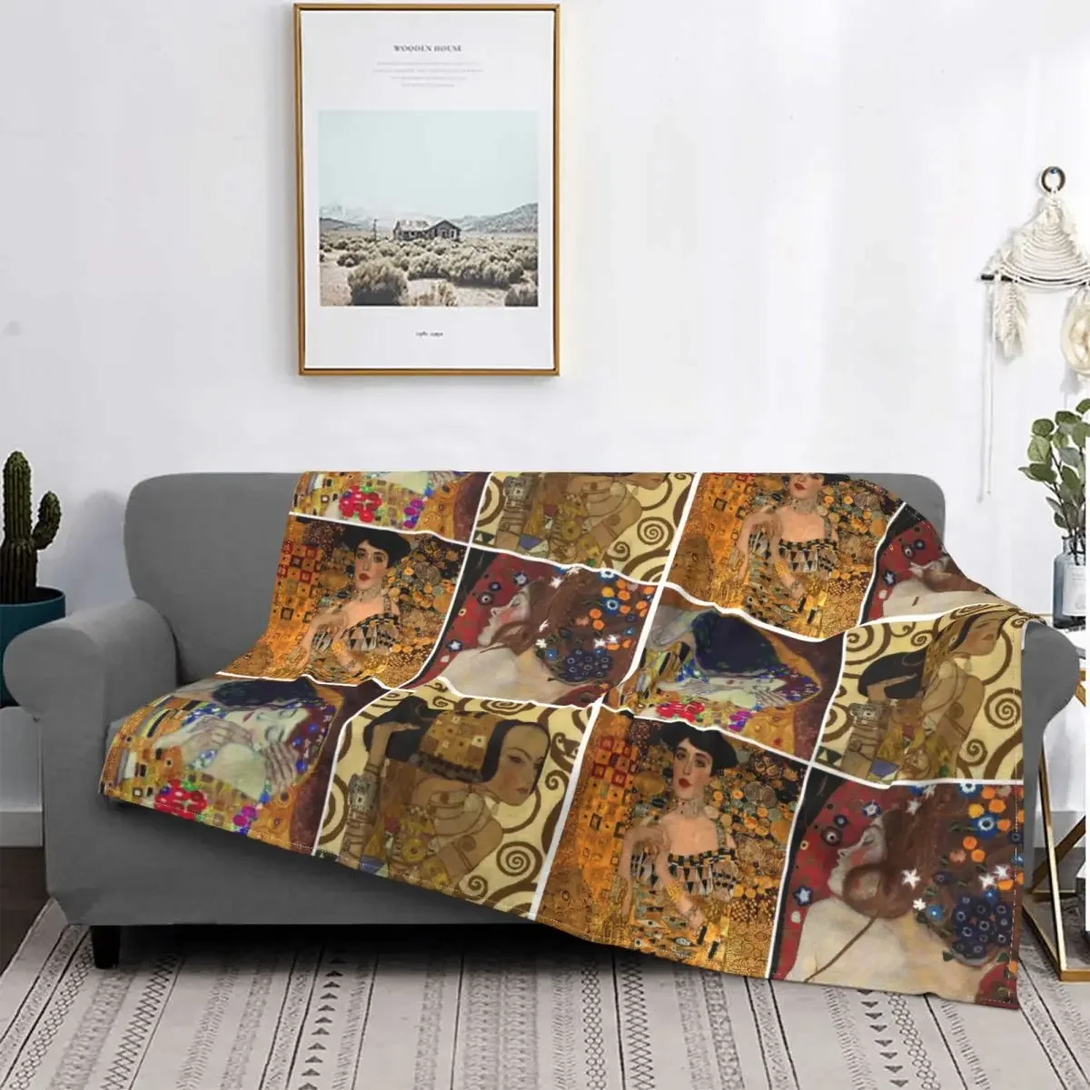 Gustav Klimt Freyas Art Blankets Flannel Tree Of Life The Kiss Adele Bloch-Bauer Lady Warm Throw Blanket for Bed Bedroom Quilt