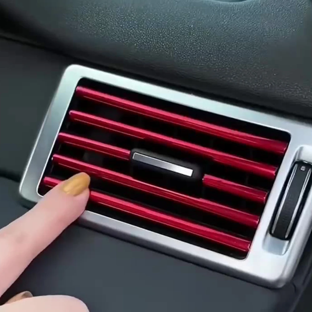 

50Pcs 20CM Car Air Vent Outlet Trim Sticker U-Shape PVC Colorful Shiny Car Trim Strip for Car Interior Decoration