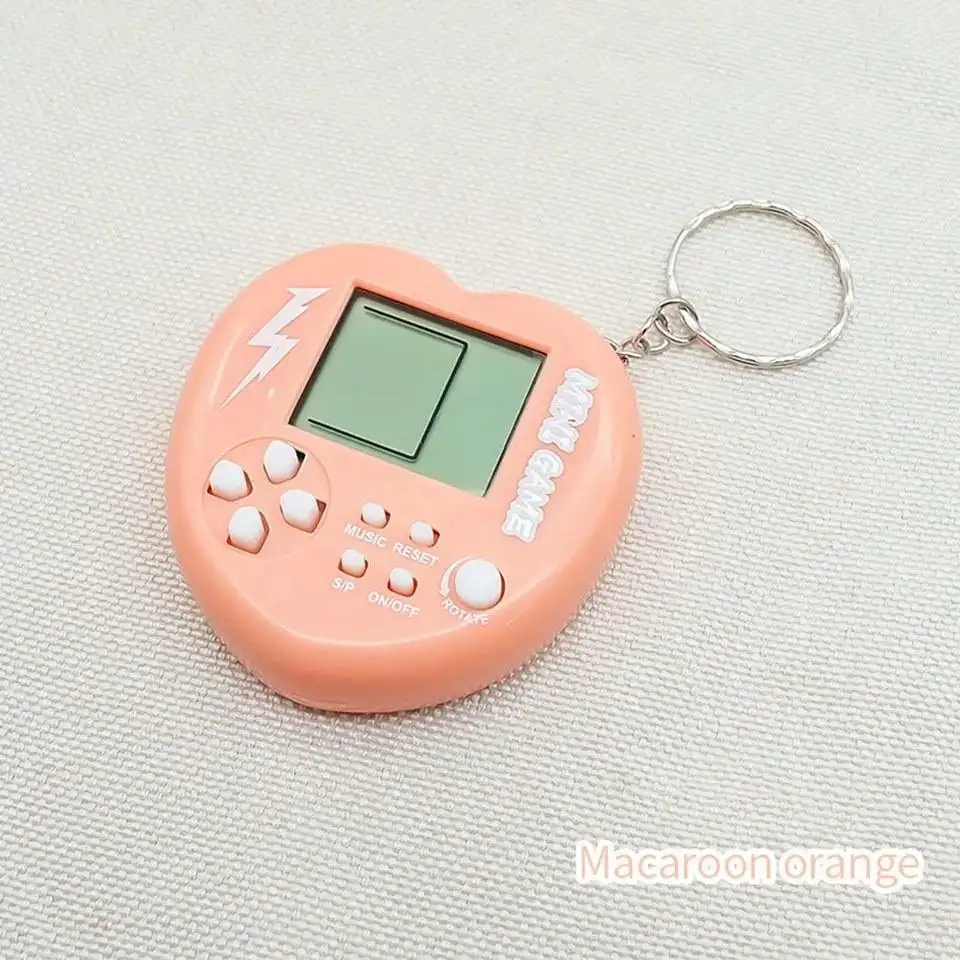 New Heart handheld game console Mini Building Blocks Game, Keychain Nostalgic Creative Puzzle, Old-Fashioned Toy Pendant