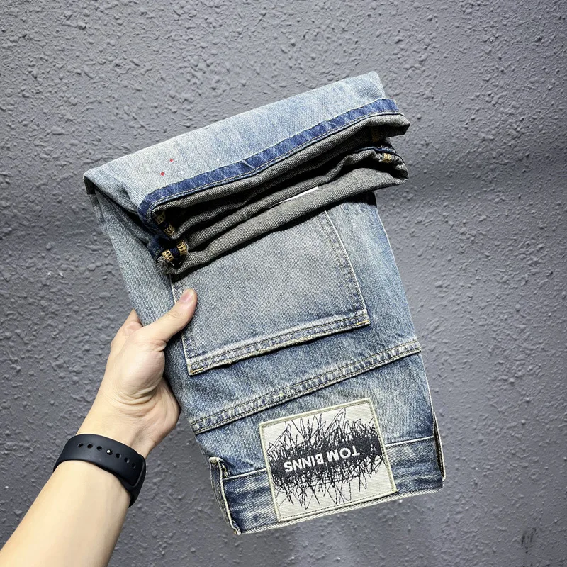 Pantalones cortos vaqueros para hombre, shorts informales de alta gama, a la moda, retro, 2024