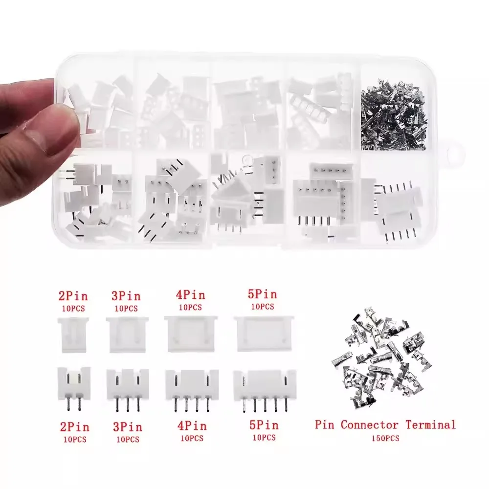 230pcs/box XH 2.54 2p 3p 4p 5pin 2.54mm Pitch Terminal Kit / Housing / Pin Header Connector Wire Connectors Adapter XH Kits