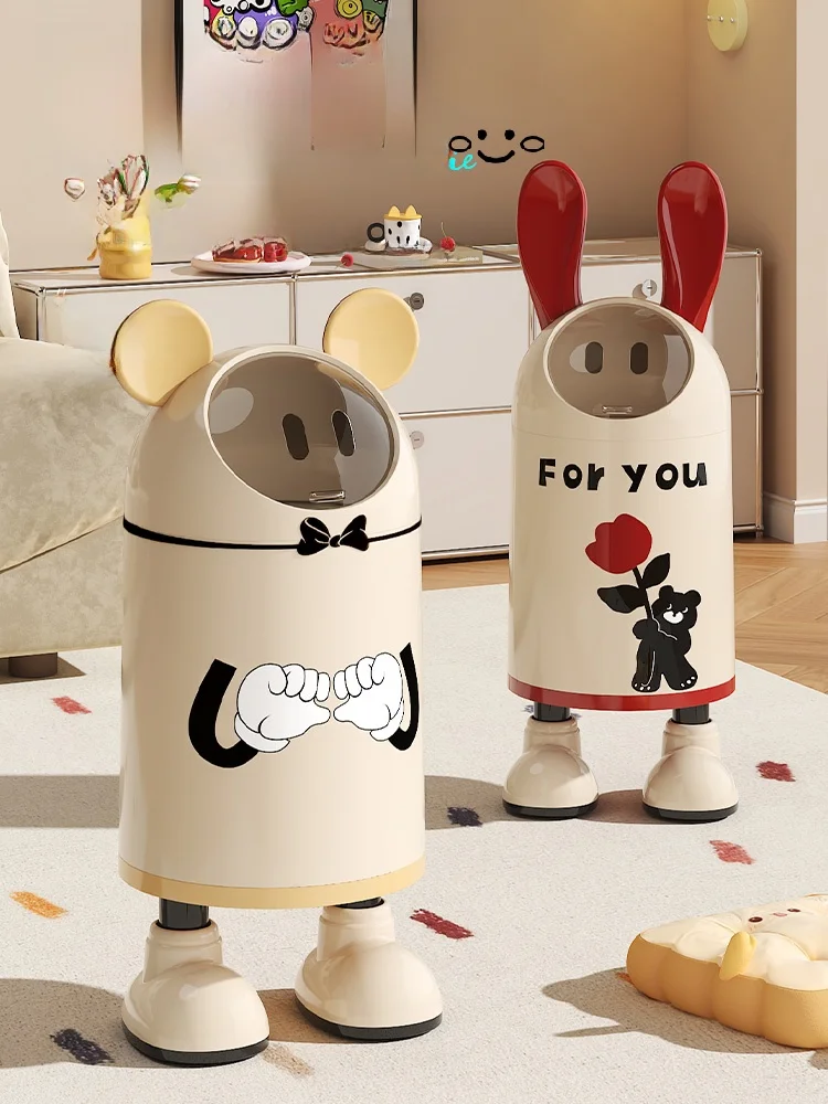 

Large Capaci Cartoon Rabbit Ear Tra Can for Living Room And Bedroom Home Use High End Luxury Tra Basket with Double Buc...