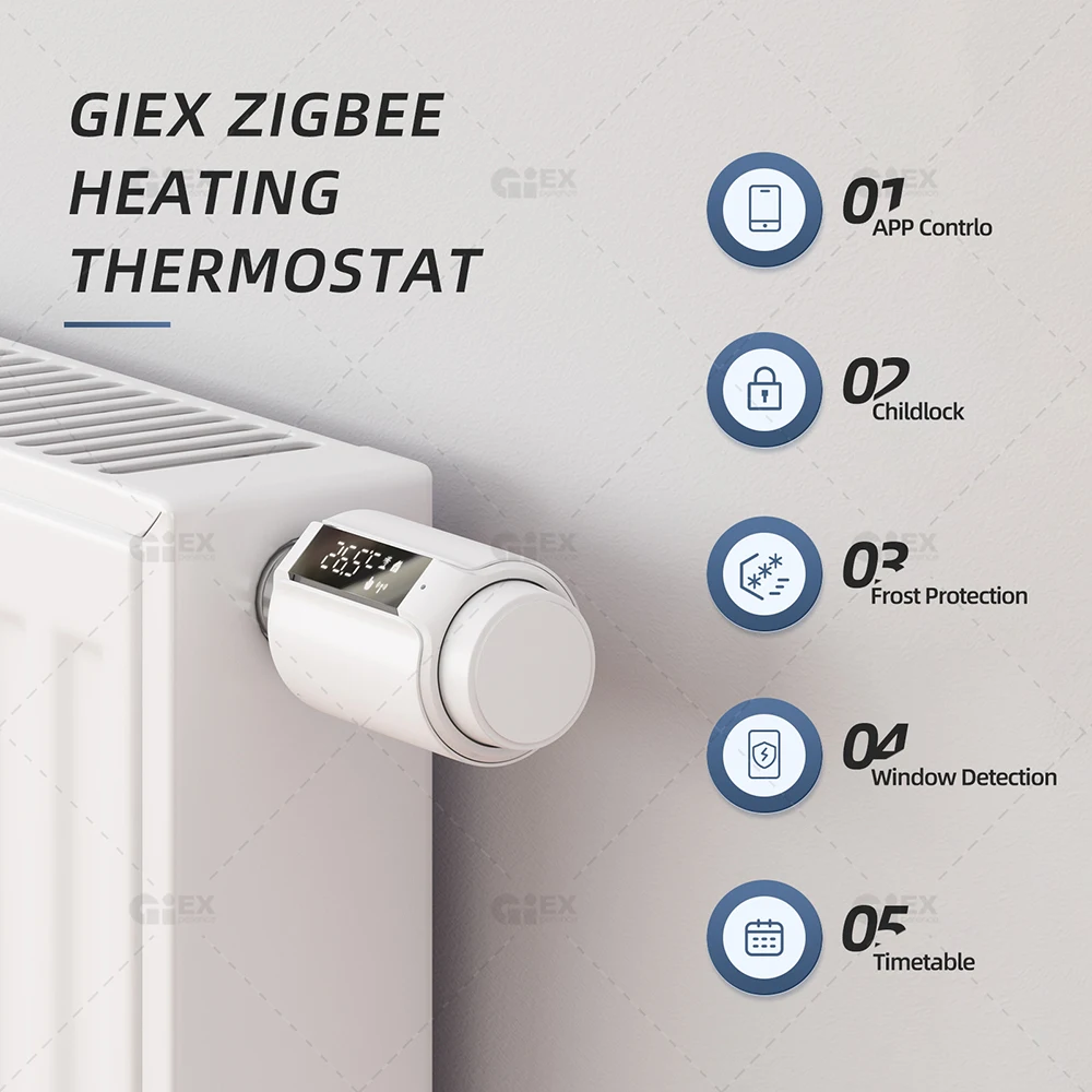 WIFI & Zigbee Thermostatic Radiator Valve Smart Radiator Actuator TRV Programmable Temperature Controller Voice Control via Tuya