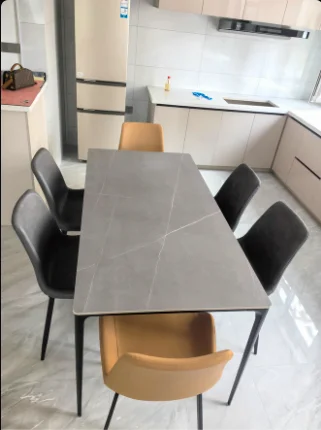 ‌Scandinavian Light Luxury Dining Chair with Leather Backrest & Ergonomic Design for Home Office Study Room Modern Minimalist