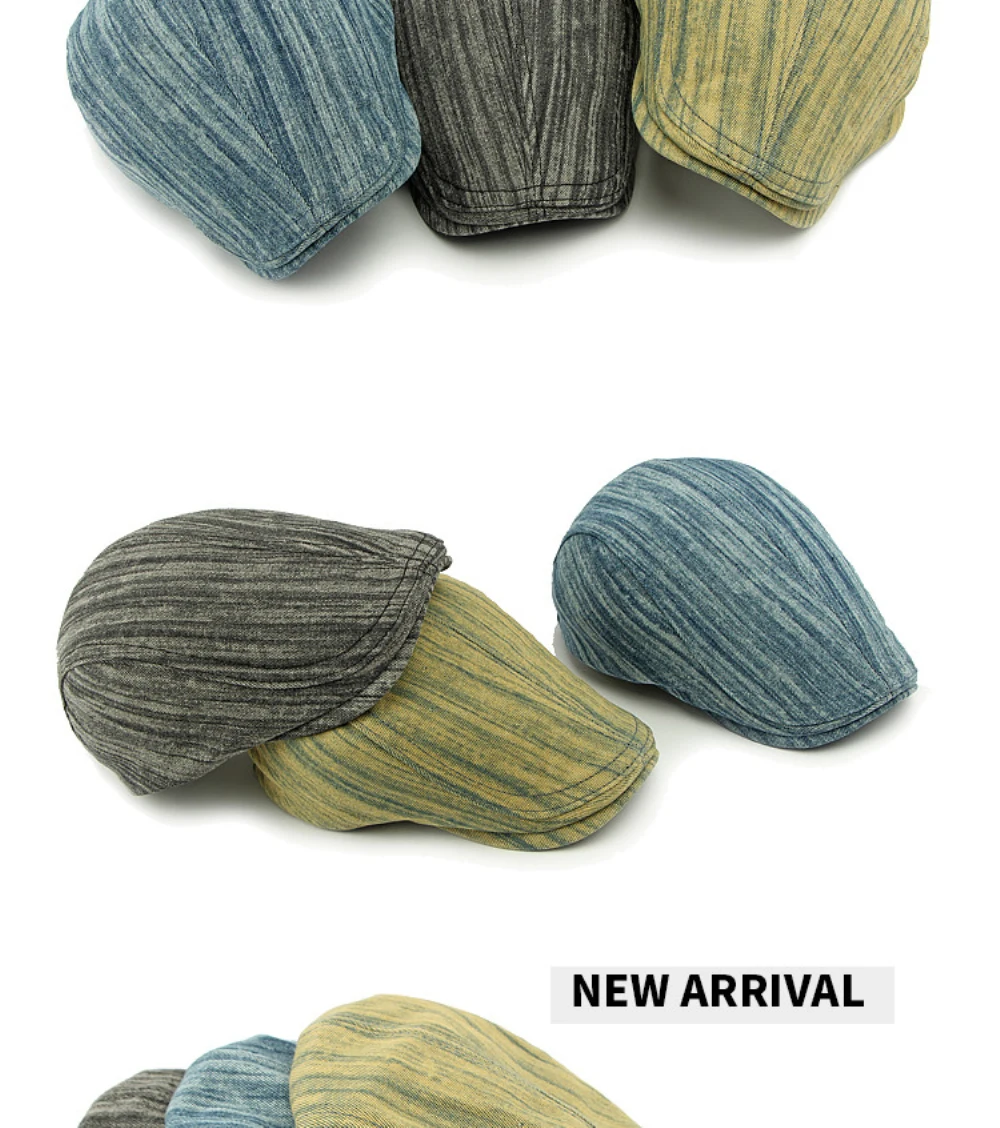 HT4724 Plus Größe Berets für Männer Frauen Neue Gewaschen Denim Baskenmütze Hut Einstellbare Ivy Flache Kappe Männlich Weiblich Frühling Herbst Baskenmütze Kappe – Detail 2
