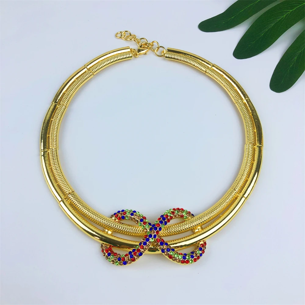 Trendy Women Jewelry Set Italian Gold-Plated Necklace Earrings Bracelet Ring Sets Mama Birthday Gifts