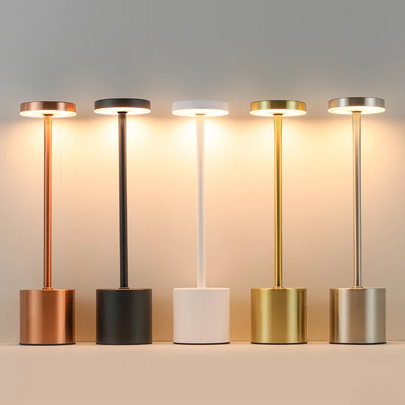 

Simple LED Rechargeable Touch Metal Table Lamp Three Colors Bedside Creative Ambient Light Bar Outdoor Decoration Night Light