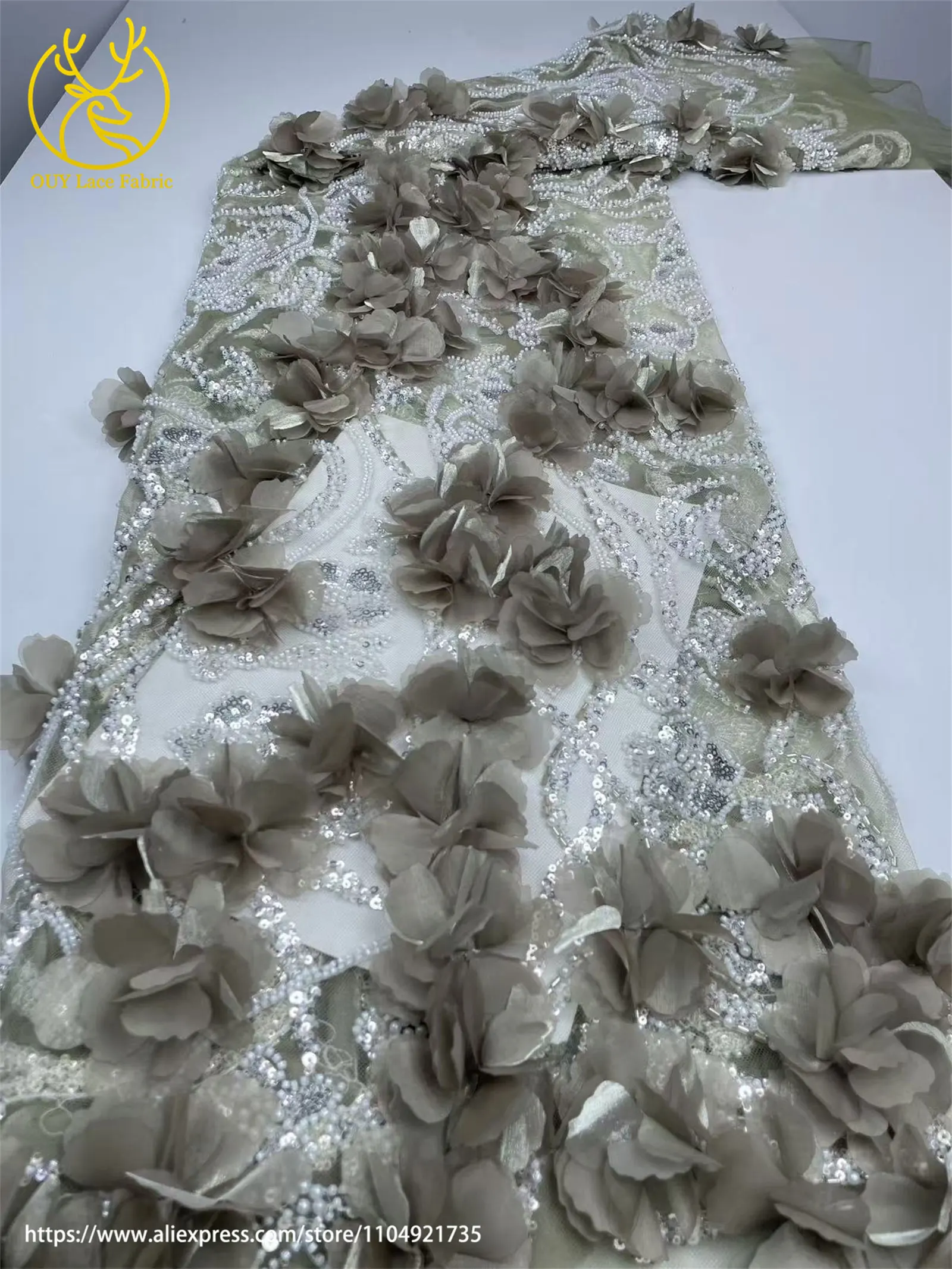 جديد الأفريقي ثلاثية الأبعاد زين الترتر 2025 موضة الفرنسية النيجيري حفلة مطرز الديكور تول أقمشة الدانتيل لفساتين الزفاف