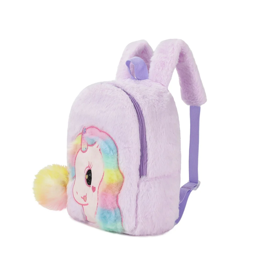 Cartoon Unicorn Plush Backpack para Baby Girls, Kindergarten Cute Schoolbag, nome personalizado, Princess Birthday Gift