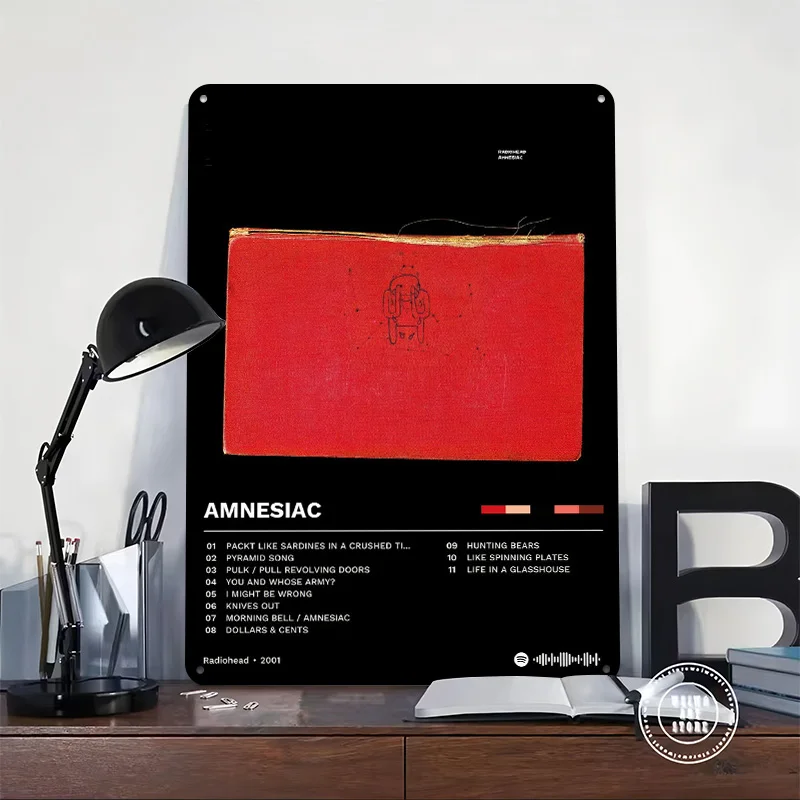 Radiohead Amnesiac Album Cover Art Metal Poster Perfect Gift for Fans Lovers Personalized Wall Art Metal Sign for Room Ornaments