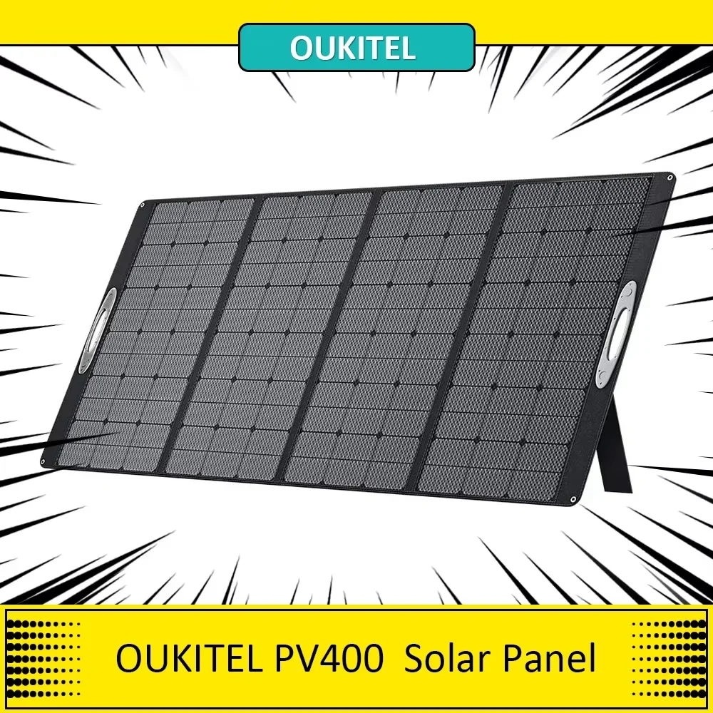 OUKITEL PV400 400W Foldable Portable Solar Panel with Kickstand, 23% Energy Conversion Rate, IP65 Waterproof High Efficiency