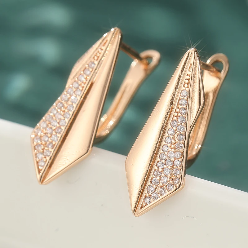 Trend Gold Plated Earring For Women Micro Inlay Synthetic Zircon Geometry Drop Earrings Temperament Jewelry Gifts