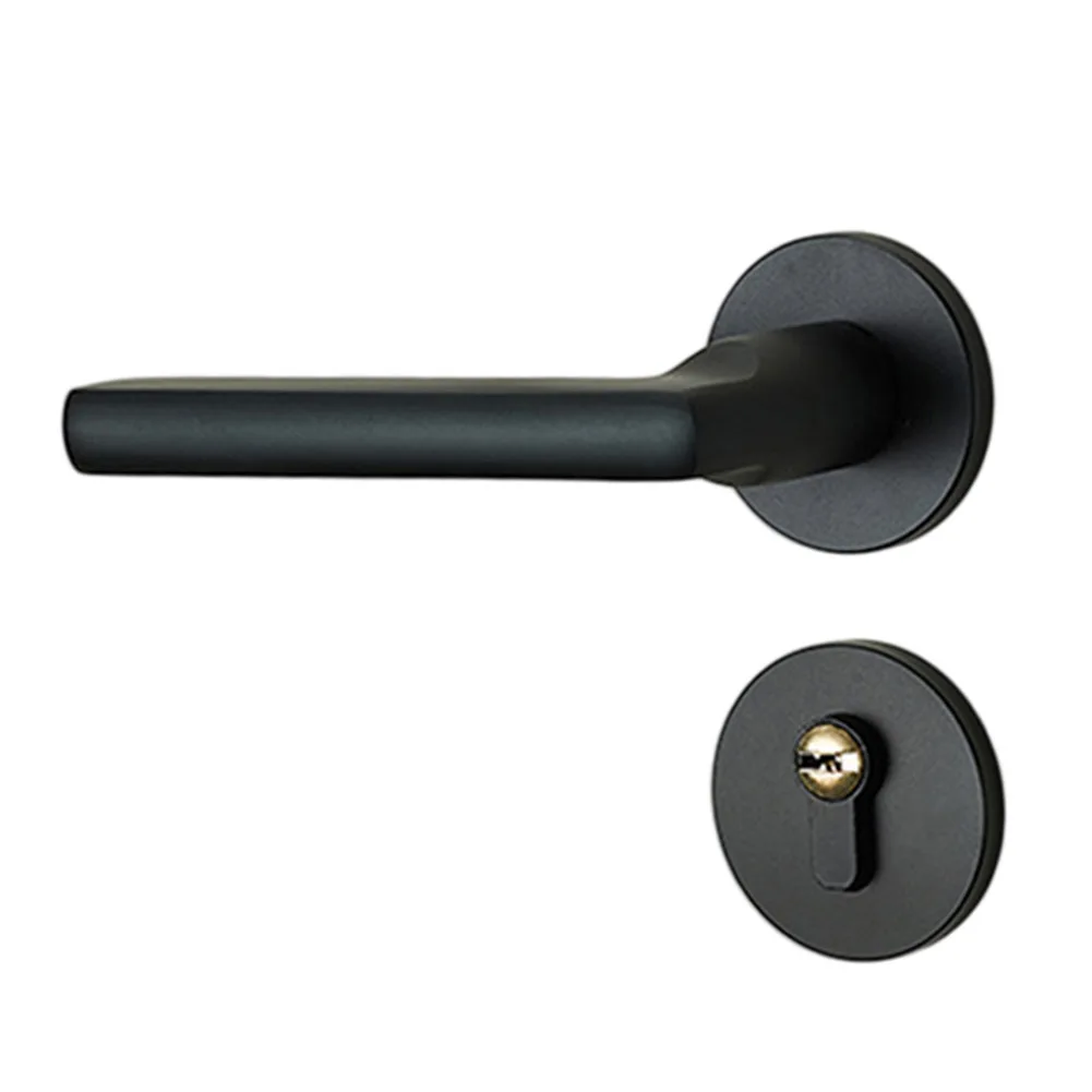 1 Set Silent Black Interior Door Lock Set Manganese Steel Handle For Wooden Doors Residential Bedroom Quiet Security Hardware