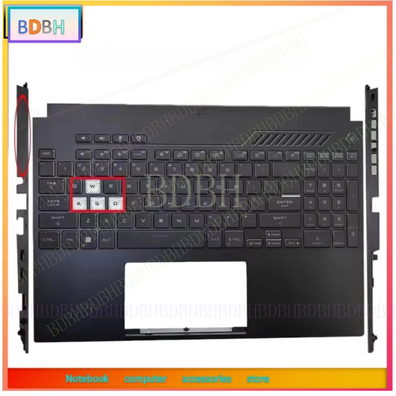 New Keyboard For TUF Gaming FX507 FA507 FX517 A15 F15 Palmrest Upper Top Case with US Backlit Keyboard Black White (2022 Year)