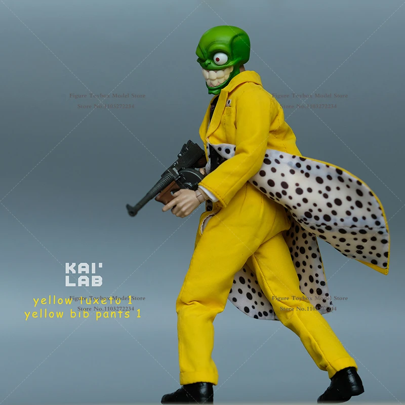 KAI LAB الأصلي 1/12 قناع الرجل الشكل الأصفر سهرة مريلة السراويل ملابس صغيرة مجموعة ملحق ل 6 "ميزو جيم كاري الجندي