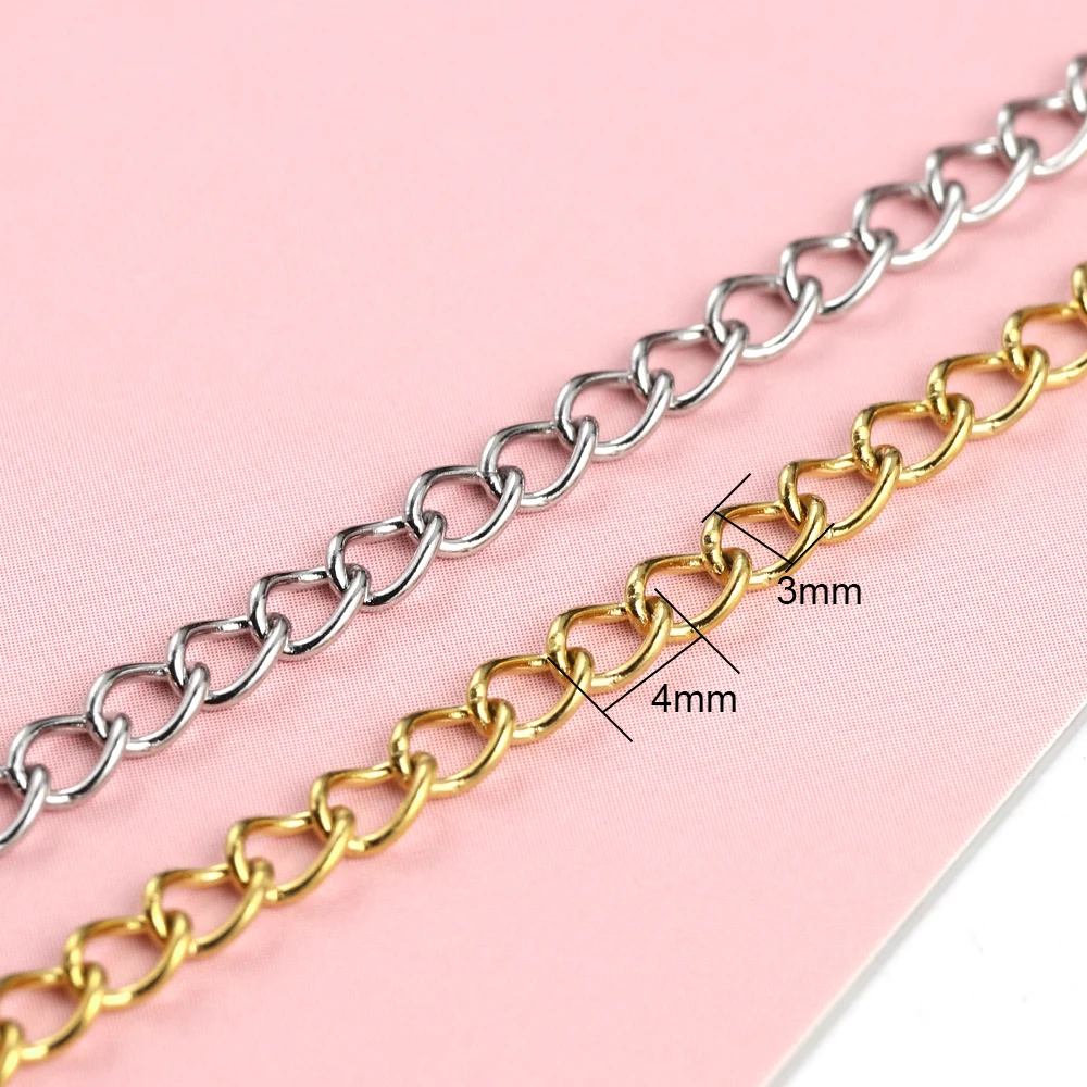 Semitree 5 Meters 3*4MM Stainless Steel Twist Chains for DIY Necklace Bracelet Making Jewelry Findings Wholesale Chain