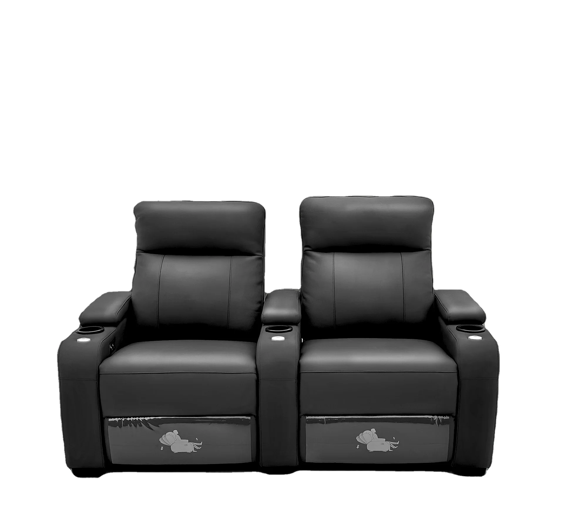 

Genuine Leather Home Cinema Sofa Stainless Steel Cup With Double Motor Home Cinema Chair Theater Seat