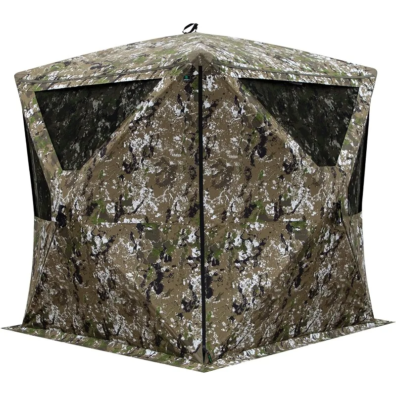 Big Cat Pop Up Portable Hunting Blind Zipperless Low Profile Windows for Noise-free Adjustment Waterproof, Tightly-woven,