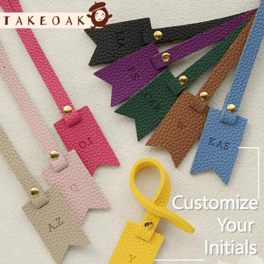 Custom Initials Bag Charm for Handbag Customized Monogram Name Bag Tag Handmade Purse Charm Multicolor Lychee Leather Accessory