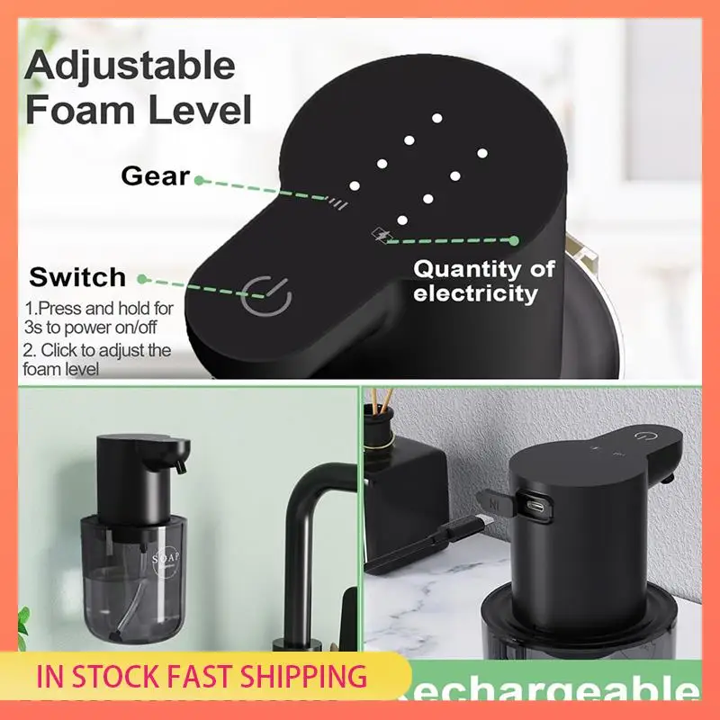 

AA05 Перезаряжаемый автоматический дозатор пенного мыла, 4-уровневый регулируемый, бесконтактный настенный дозатор пенного мыла для рук на 400 мл