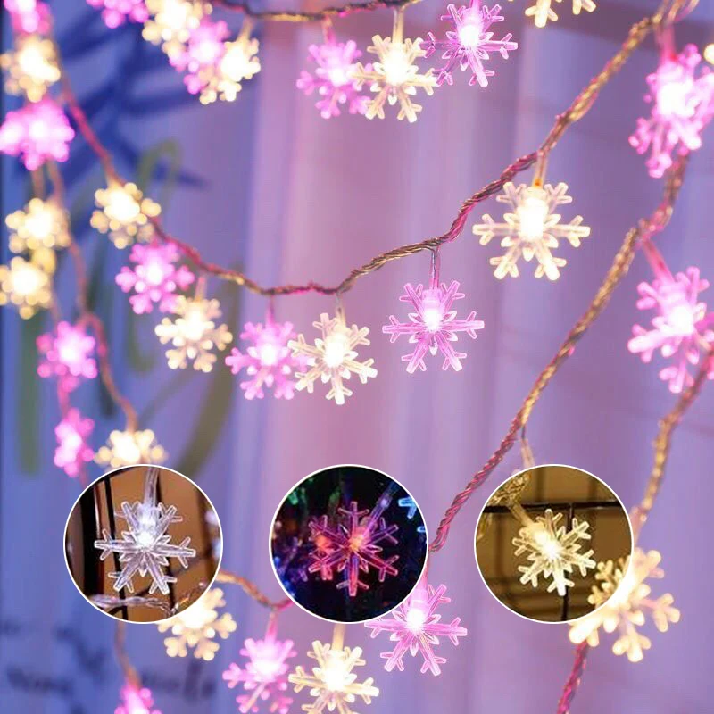 Christmas Decoration Snowflake Ball String Lights Festival Led Light Street Garland Holiday Lighting New Year