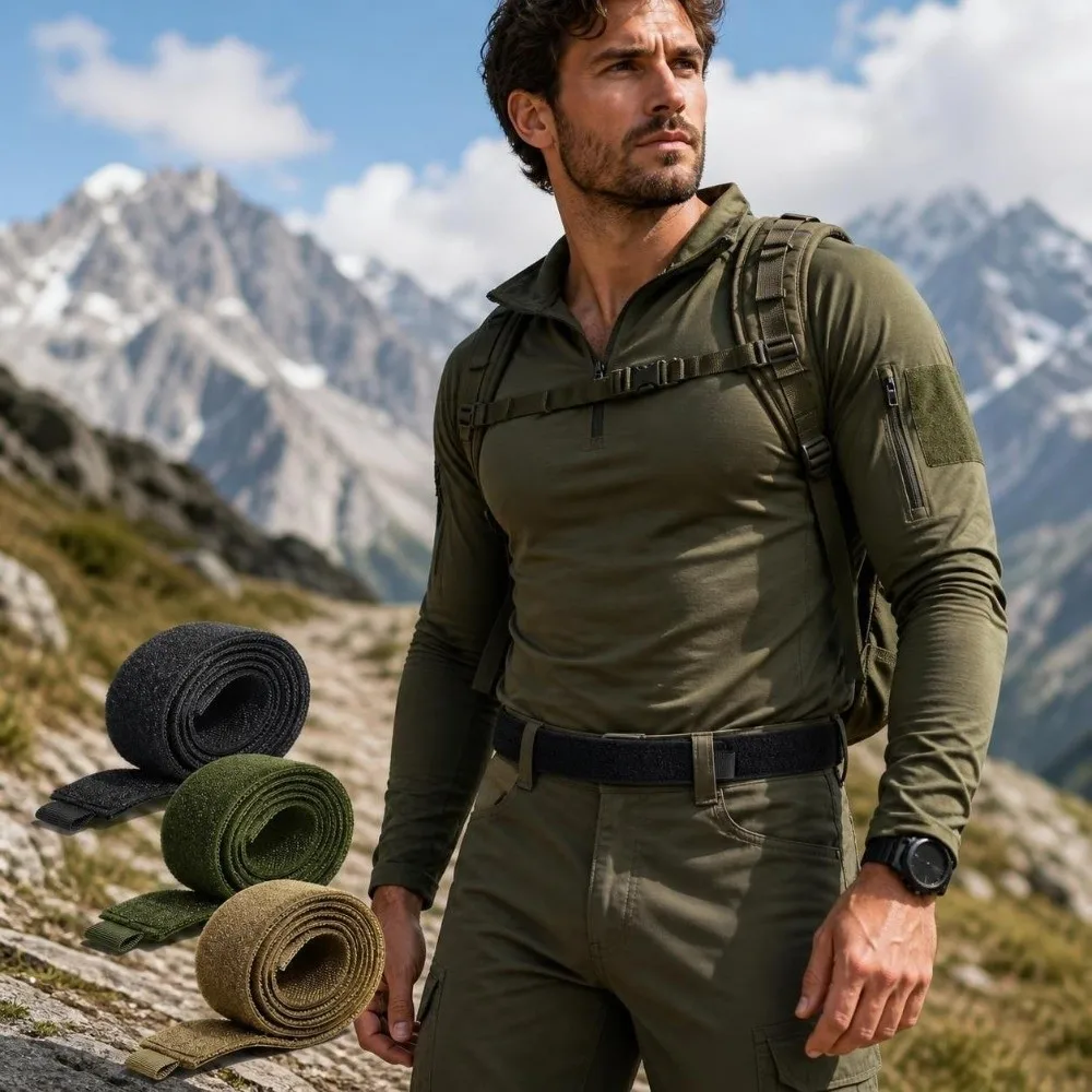 Simple Nylon Waist Belt Lightweight Adjustable Inner Belt Velcro Fastening Loop Hook Battle Belt Women Men