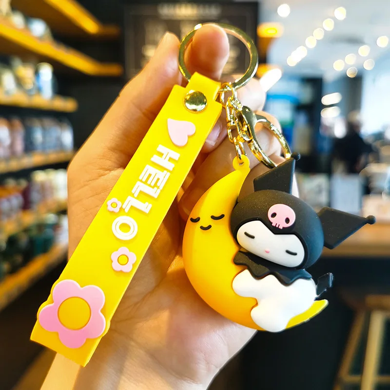 Cartoon Sanrio Hello Kitty Keychain Kawaii Action Anime Figures Kuromi My Melody Pochacco Doll Toys Key Ring Pendant Ornaments