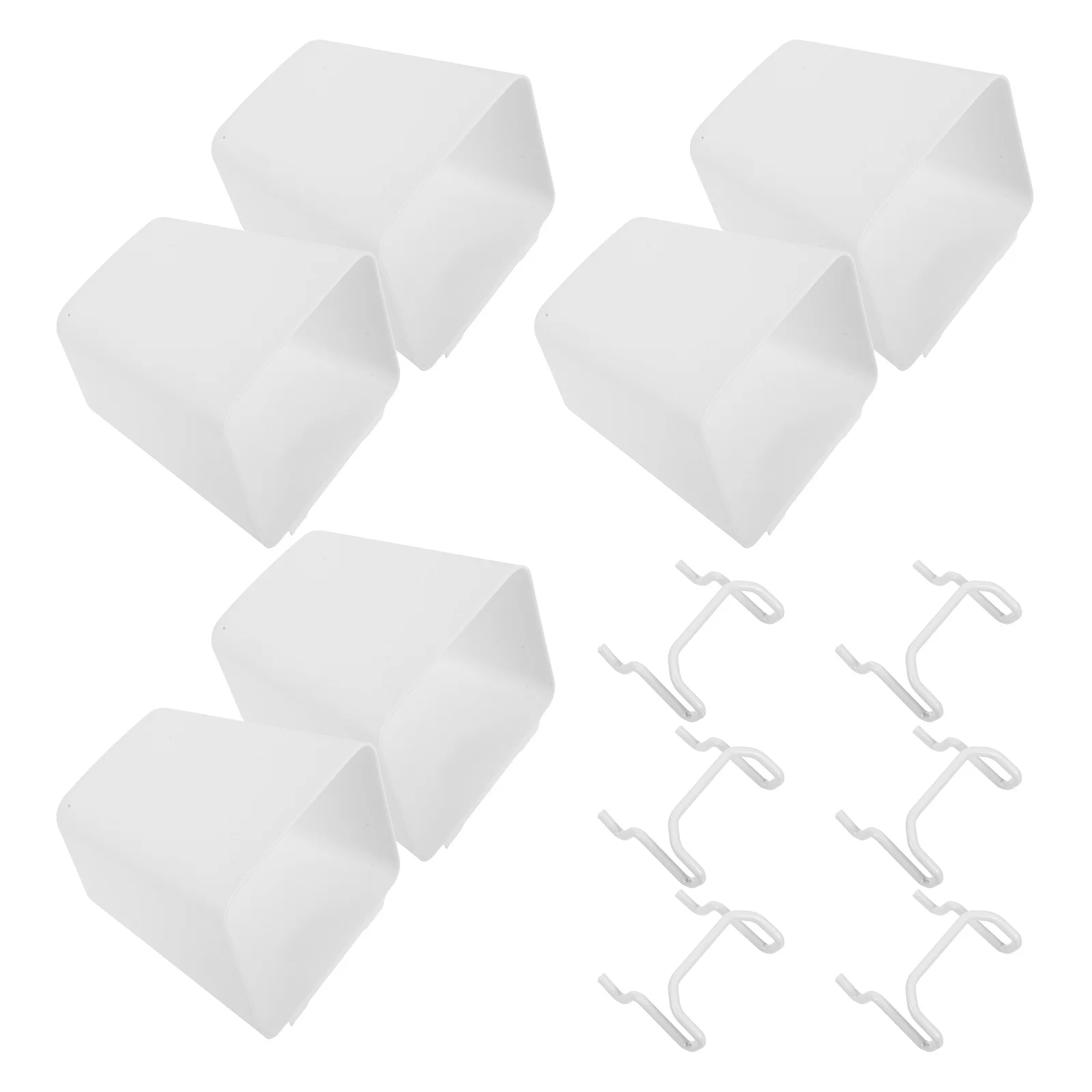 Juego de 6 contenedores de tablero perforado, ganchos de Metal, caja organizadora de plástico para almacenamiento de pared, garaje, oficina, banco de trabajo, accesorios de tablero perforado