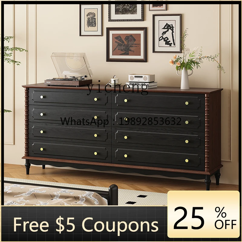 solid wood chest, bedroom, living room, all against the wall, storage, red oak eight-bucket cabinet