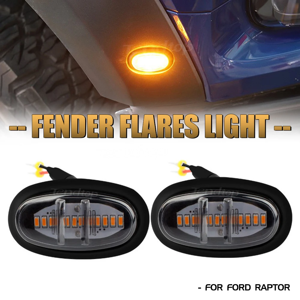 4pcs Front Fender Flare Light For Ford F150 Raptor F150 F250 F350 F450 Trucks Pickup LED Side Marker Lights Amber Mark Light