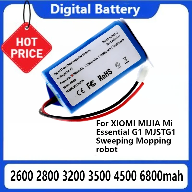 

18650 Replacement Battery for XIOMI MIJIA Mi Robot Vacuum-Mop Essential G1 MJSTG1 Sweeping Mopping Robot 14.4V 2600mAh 3500mAh
