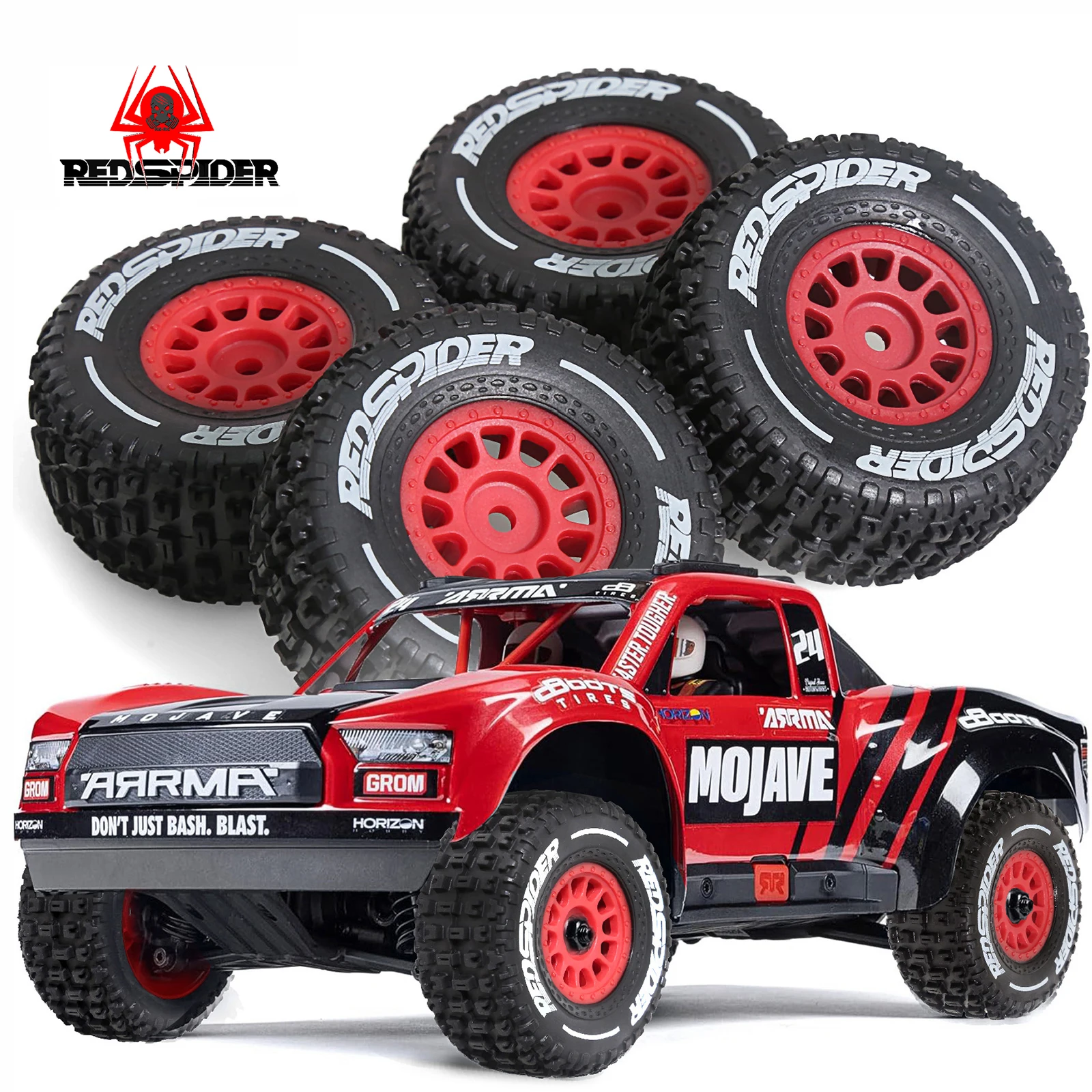 

4 шт., 65 мм, резиновые шины для ARRMA Mojave 4WD 1/14, маленькая шкала, радиоуправляемая электрическая грузовик-пустыня, модель автомобилей, игрушки для взрослых и детей
