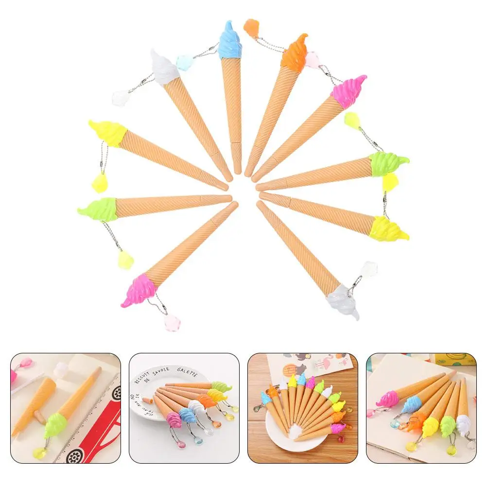 

10 Pcs Ice Cream Shape Gel Ink Pens Cute Cartoon Decorative Kids Prize Gifts Party Favor Stationery School Supplies Smooth