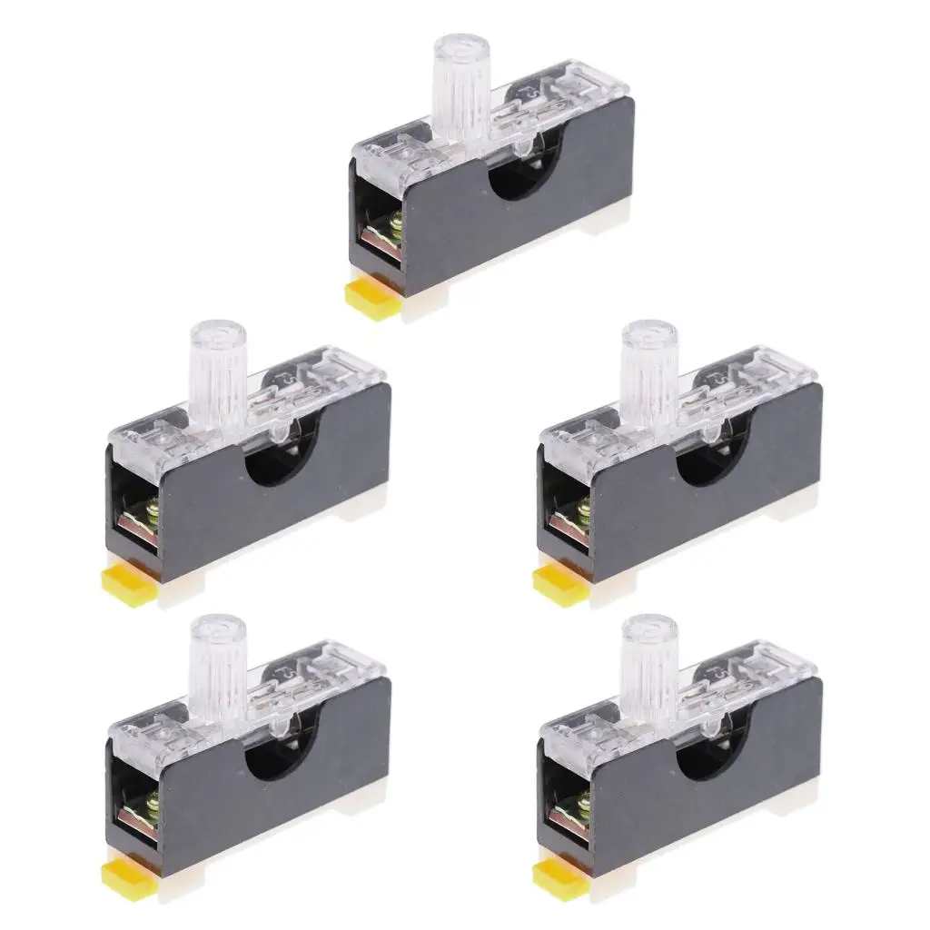 5 Sets DIN Rail Holder Base with FS101 Fuses 250V 10A 6x30mm