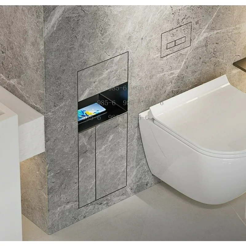Wall-Mounted Hidden Stainless Steel Toilet Brush, Storage Cabinet Used For Bathrooms