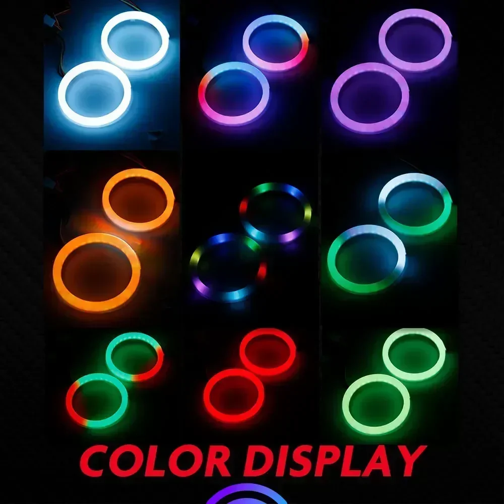 Algodão Luzes LED com Turn Signal, Angel Eyes, App, Bluetooth, RGB, DRL, Anéis de Halo, Carro, Scooter, Farol, DC, 12V, 24V, 2Pcs