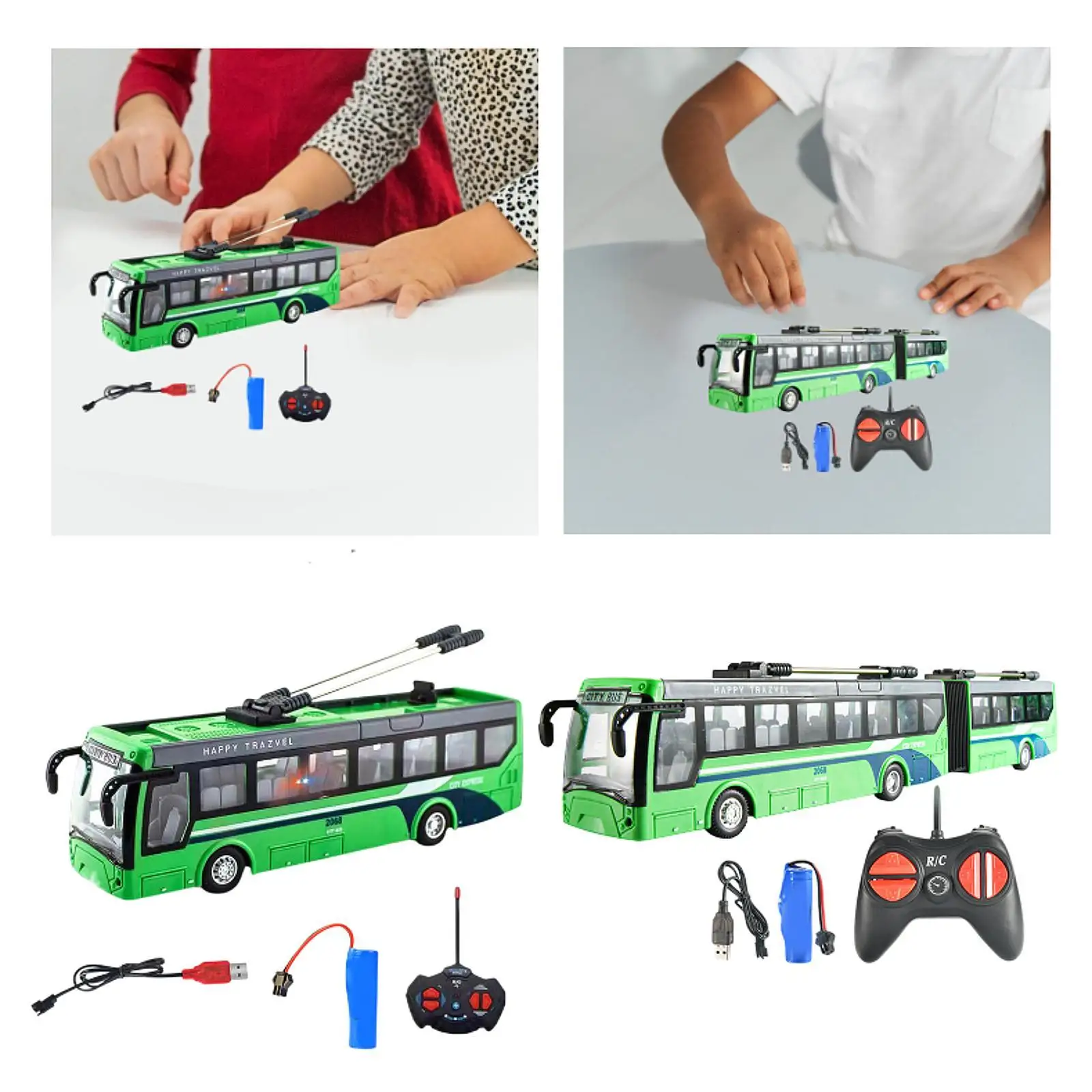 Remote Control Bus Playset Car Educational Kids Toy for Ages 3+ Boys Girls