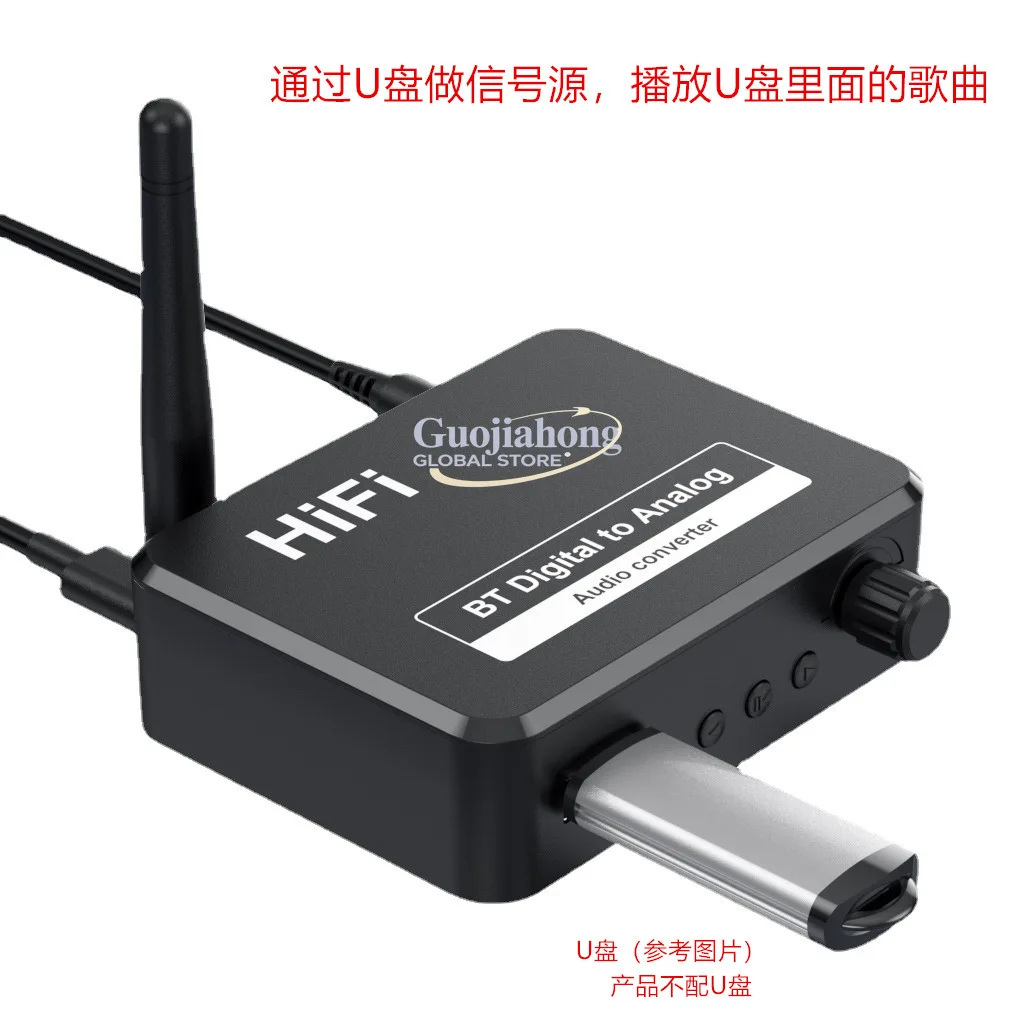 New 5.3 Bluetooth Receiver, Digital to Analog 3.5MM Audio Converter 3in1 Bluetooth USB Player