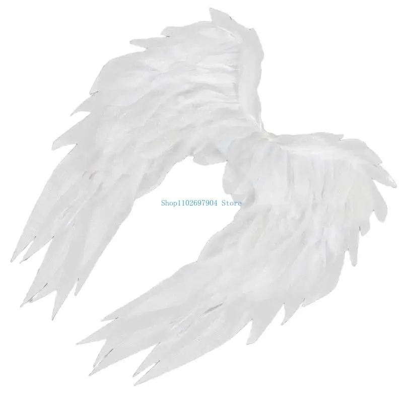 N7YF الأنيقة بالأبيض والأسود Angel Wing for Halloween Costumes Cosplay حدث مع الأشرطة القابلة للتعديل #2