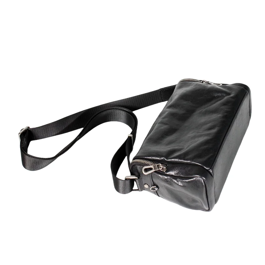 Genuine Leather Crossbody Bag for Men Fashion Side Bag Casual Large Capacity Messenger Shoulder Bags Zipper Sling Bag Cowhide