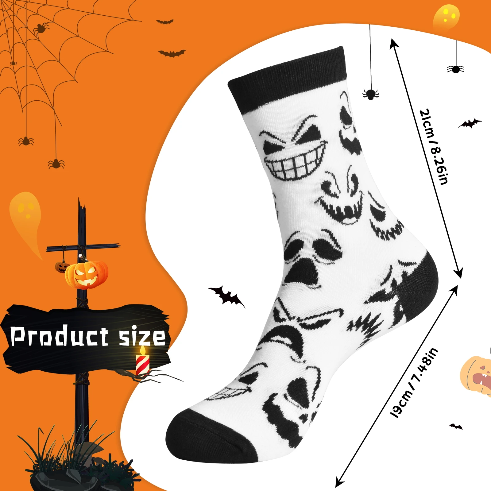 6 pares de meias de Halloween divertidas e fofas coloridas meias de Halloween para homens e mulheres presentes para homens e mulheres