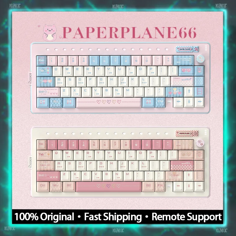 

RECCAZR PAPER PLANE66 Mechanical Keyboard Customized Barebone Kit Hot Swappable with Control Knob Dynamic RGB CNC Aluminum Shell