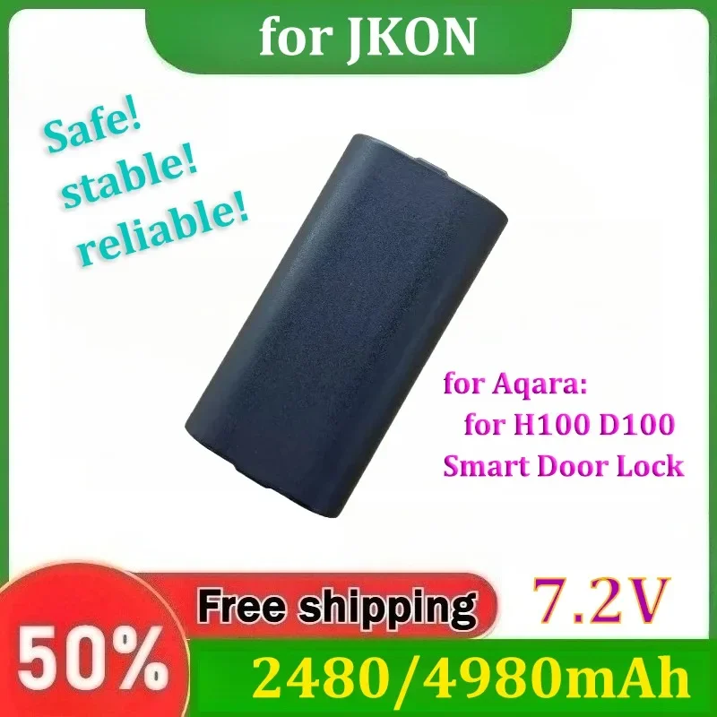 for JKON Rechargeable Li-ion Battery Replacement for Aqara H100 D100 Smart Door Lock Battery Parts 7.2V 2480mAh/4980mAh
