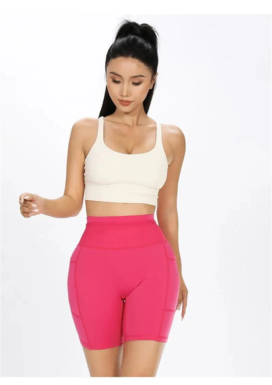 Schnell trocknende Marathon-Laufshorts für Damen mit Hüfttasche, Kompressions-Radlerhose, Jogging-, Yoga-, Fitness- und Outdoor-Sportshorts – Detail 13