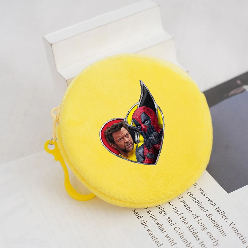 Deadpool Wolverine Plush Coin Purses Anime Marvels Round Wallets Portable Mini Pouch Fashion Key Organizer Storage Bag Xmas Gift