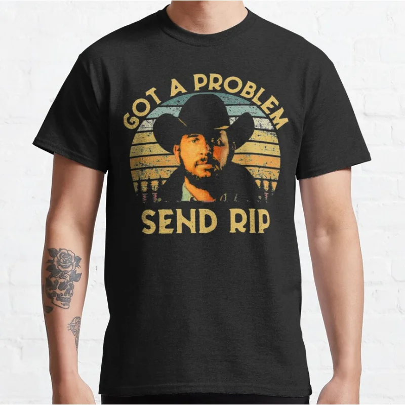 

Vintage Got a Problem RIP printed t shirt yellowstone tv Retro Cowboy graphic t shirts for fans large size tops