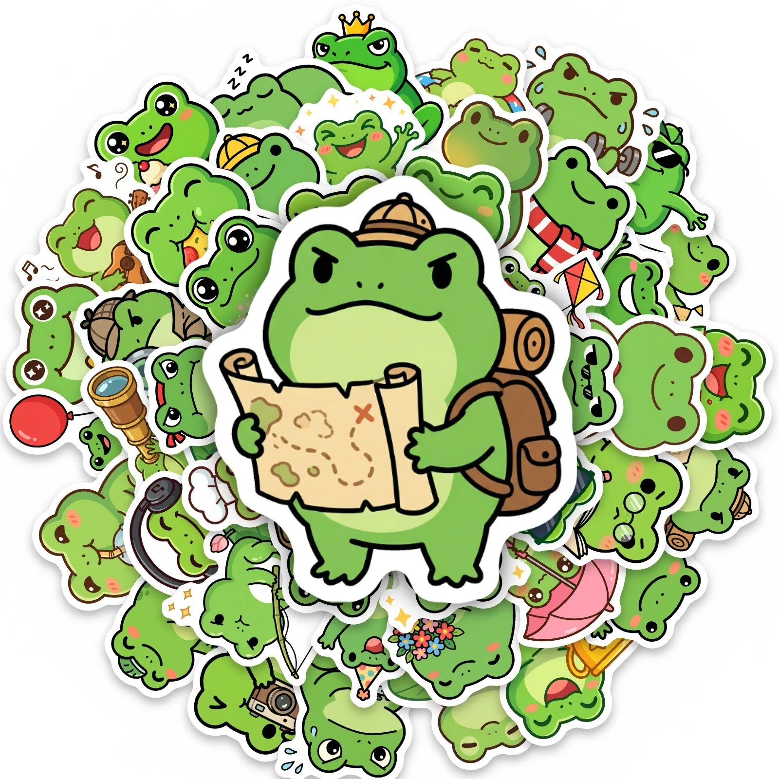 30/50 Sheets Cute Cartoon Frog Sticker Pack | Fun Decorative Stickers for Student Stationery, Desktop & Journal Decor